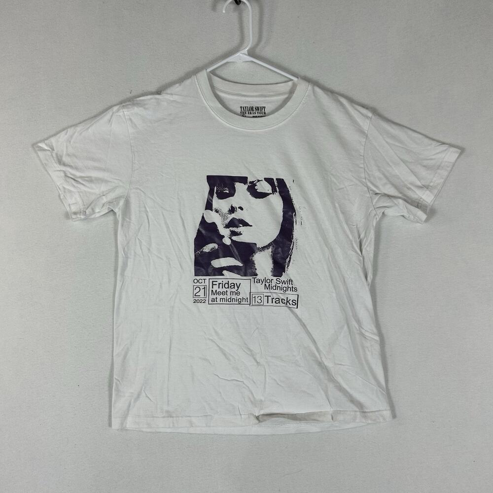 Taylor Swift The Eras Tour Midnights 2022 Tshirt Womens Large White Concert Tee